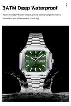Montre carrée en acier inoxydable pour homme – Lumineuse et étanche