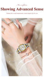 Montre habillée en acier inoxydable pour femme – Date et aiguilles luminescentes