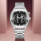 Montre homme à quartz en acier inoxydable à double affichage