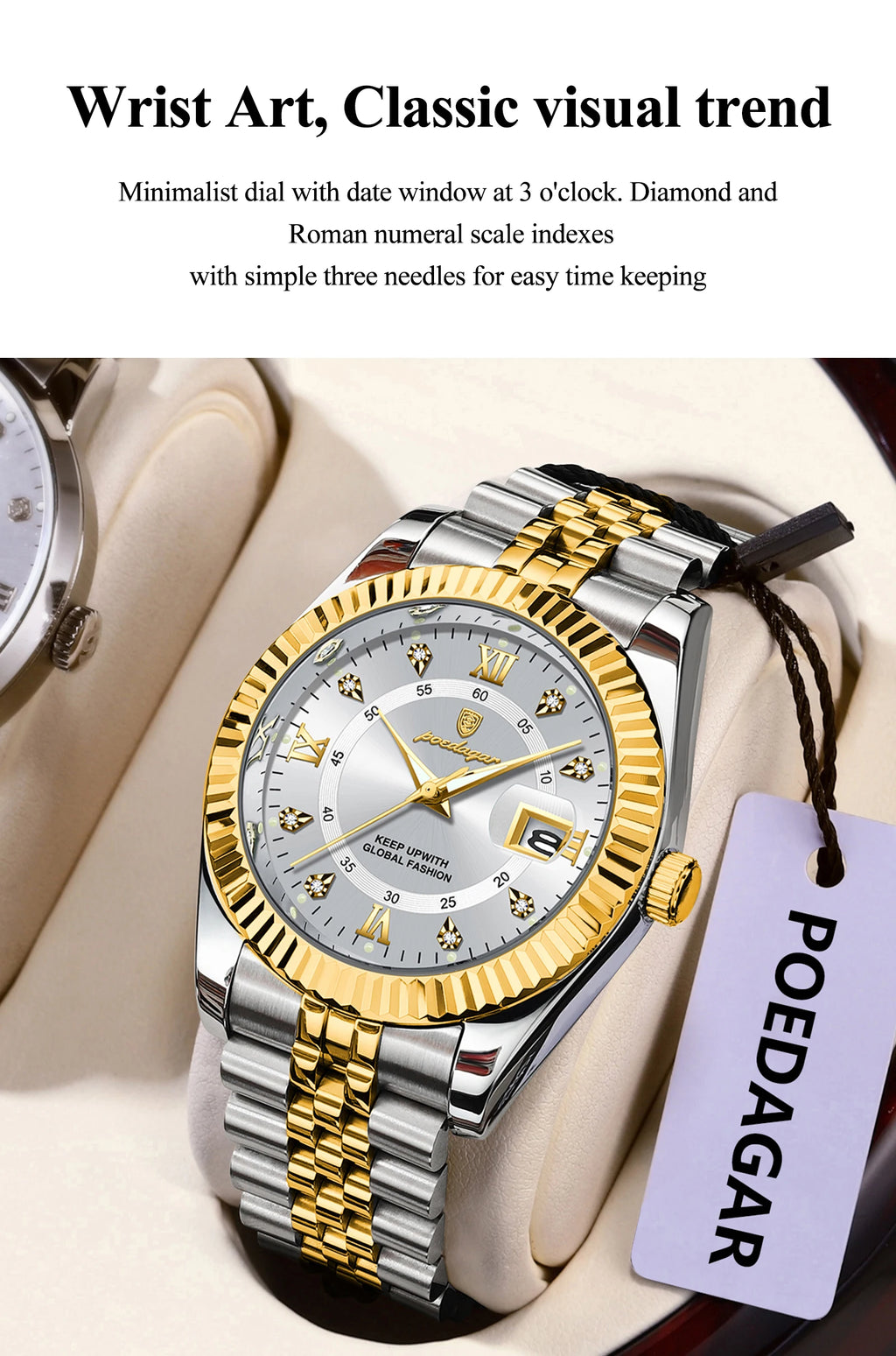 POEDAGAR Trendy Business Men Watch Waterproof Stainless Steel Luminous Original Classic Man Watches Date Quartz Men's Wristwatch