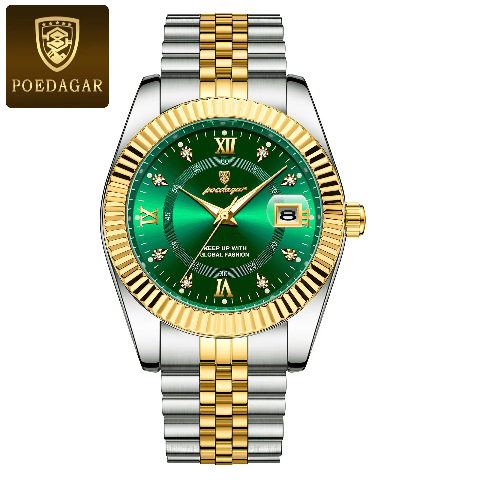 Montre homme à quartz en acier inoxydable avec affichage de la date