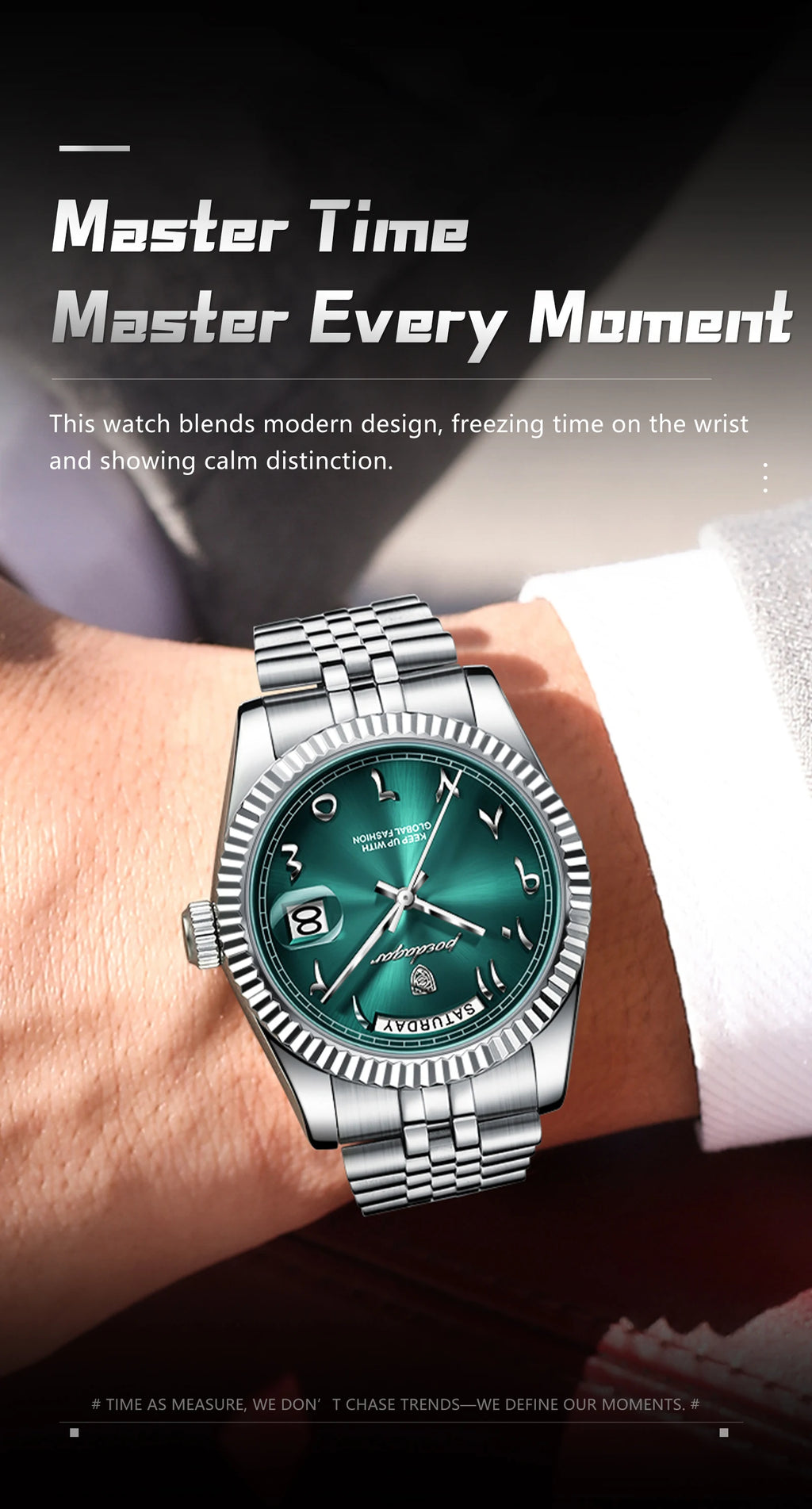 POEDAGAR Original Trendy Male Clock Waterproof Date Week Fashion Men's Watch Stainless Steel Luxury Quartz Watches For Men Reloj