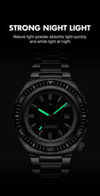 Montre homme à quartz de plongée, bracelet acier inoxydable