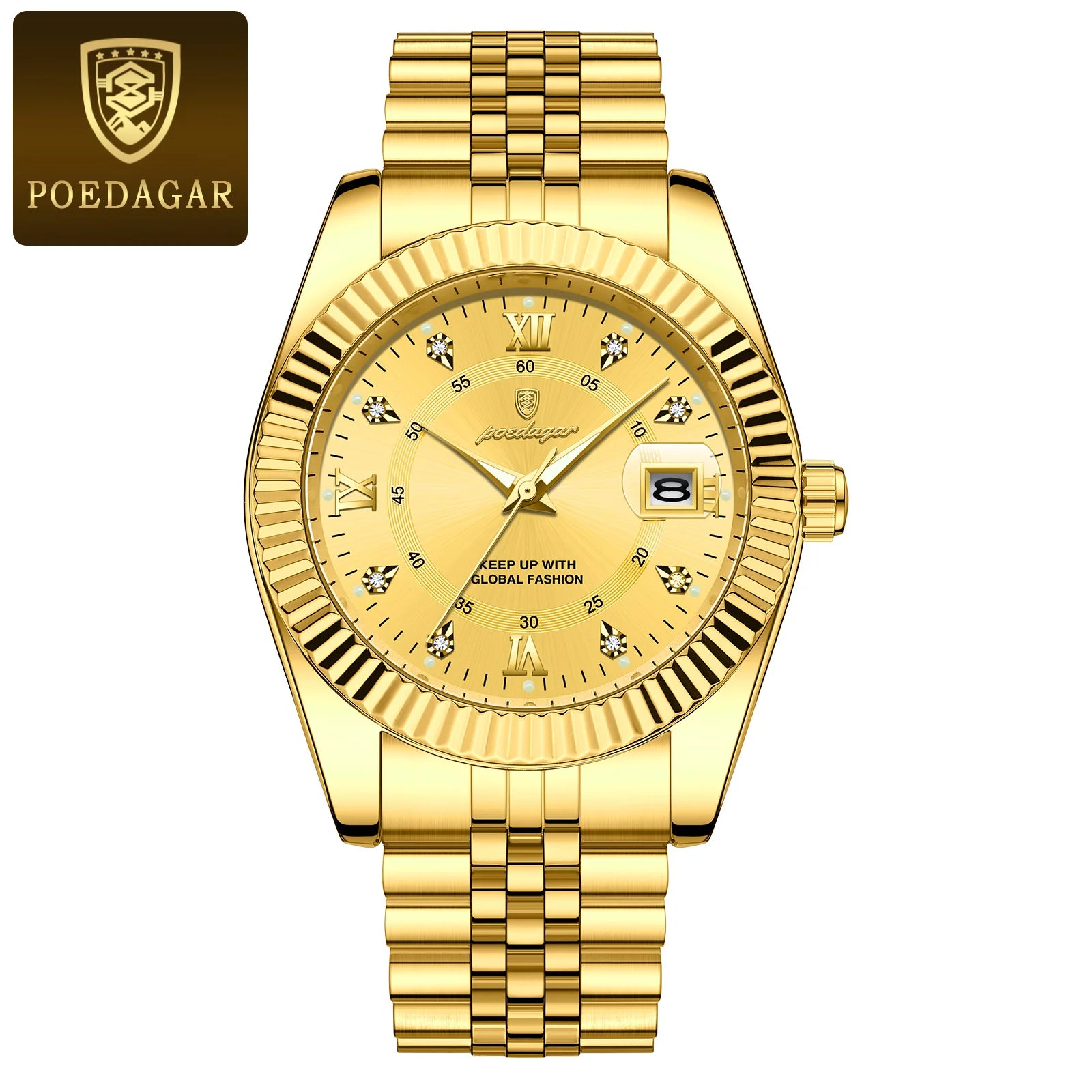 Montre homme à quartz en acier inoxydable avec affichage de la date