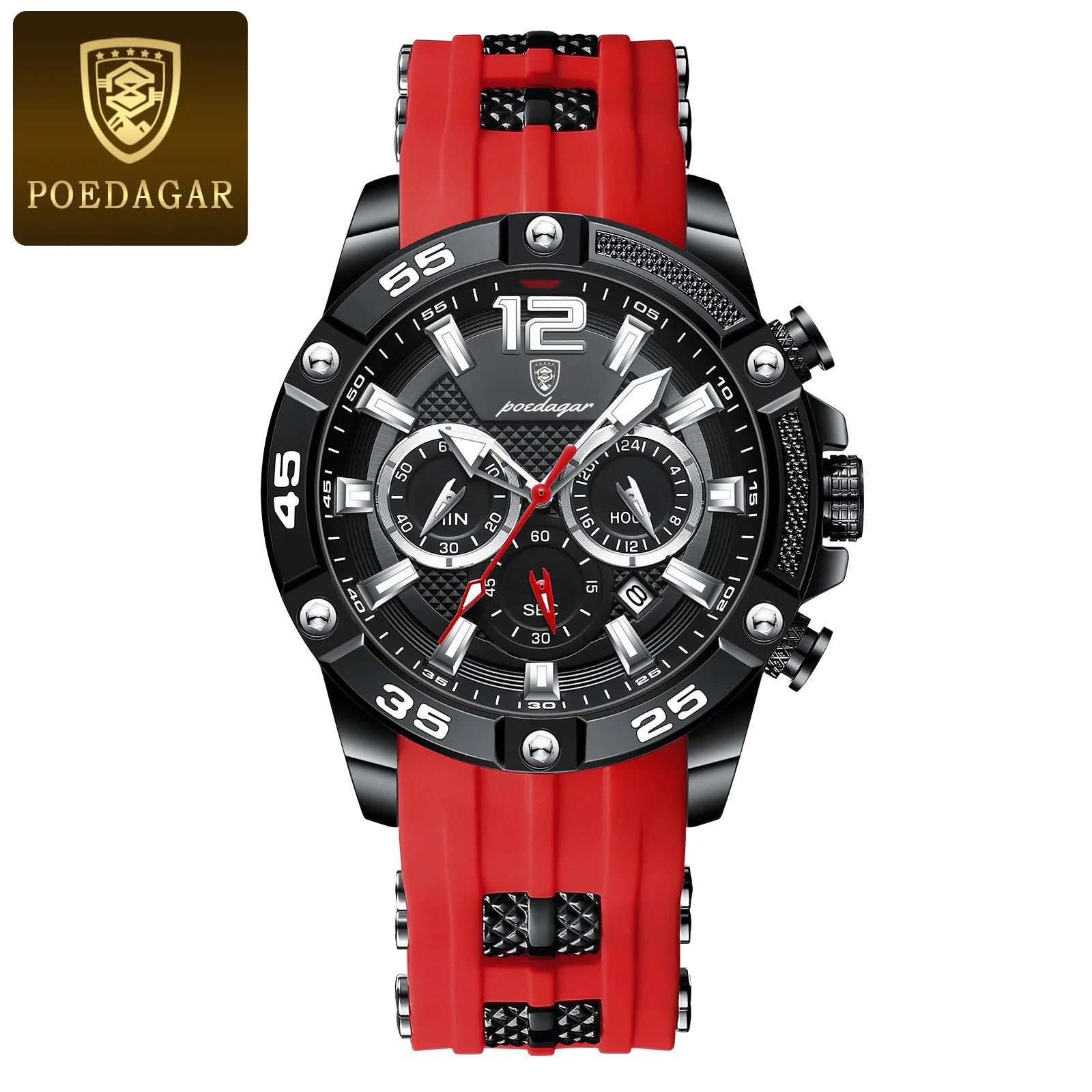 Montre Chronographe Sport Homme Quartz, Lumineuse, 3 Bar