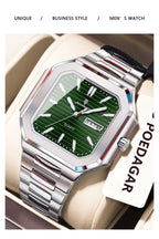 Montre carrée en acier inoxydable pour homme – Lumineuse et étanche