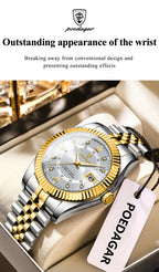 Montre homme à quartz en acier inoxydable avec affichage de la date