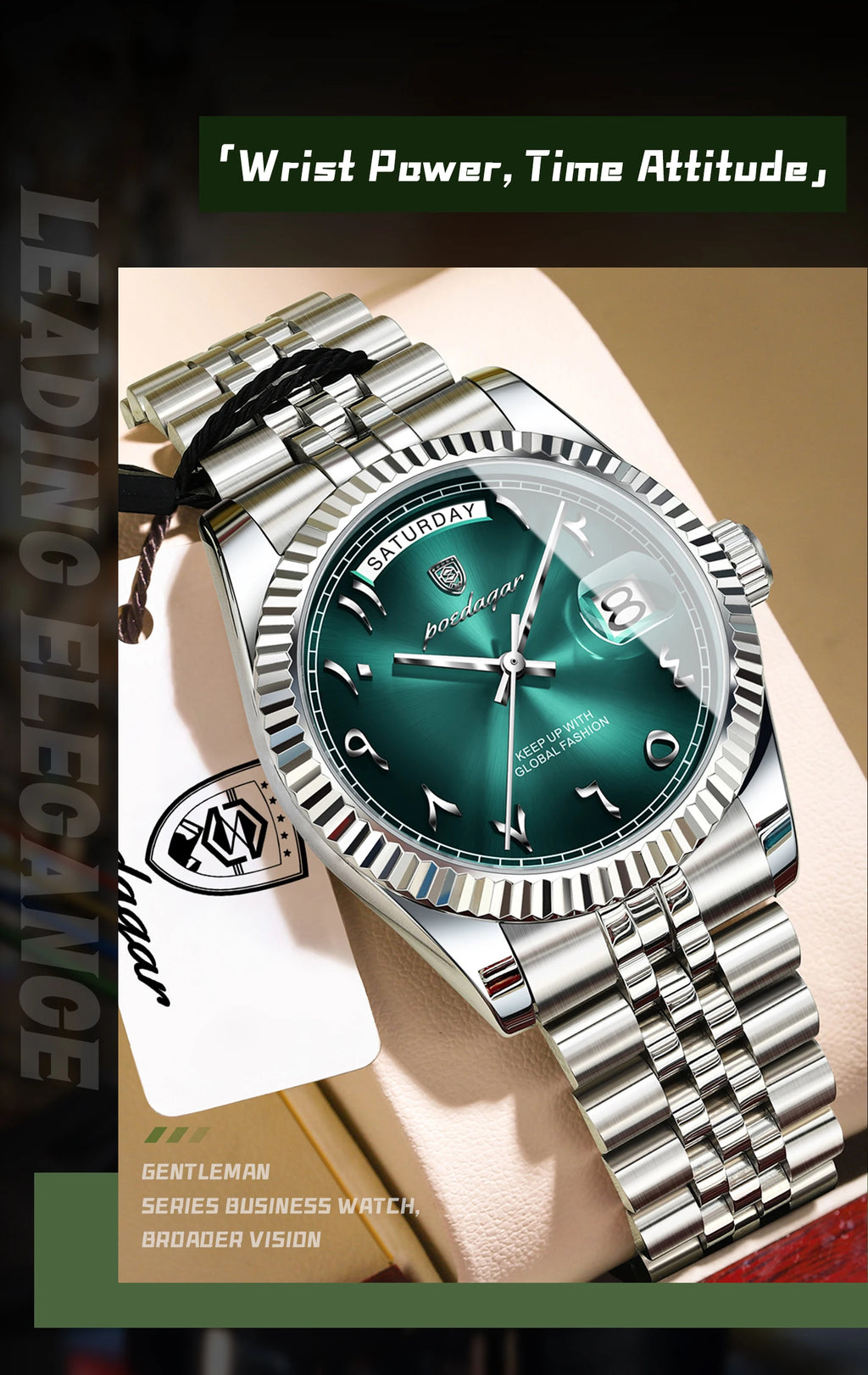 POEDAGAR Original Trendy Male Clock Waterproof Date Week Fashion Men's Watch Stainless Steel Luxury Quartz Watches For Men Reloj