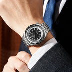 Montre homme à quartz de plongée, bracelet acier inoxydable