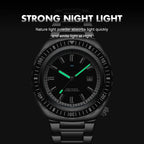 Montre homme à quartz de plongée, bracelet acier inoxydable