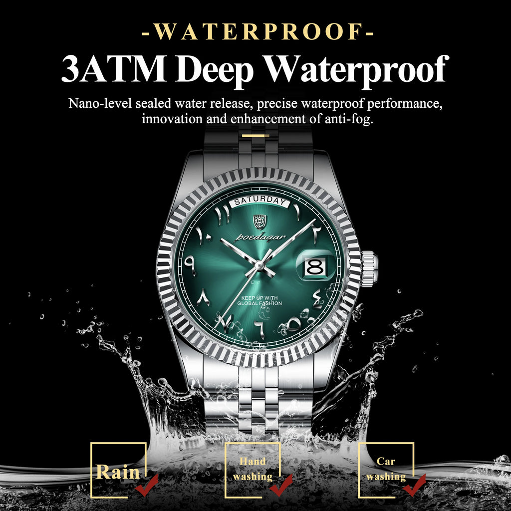POEDAGAR Original Trendy Male Clock Waterproof Date Week Fashion Men's Watch Stainless Steel Luxury Quartz Watches For Men Reloj