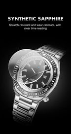 Montre homme à quartz de plongée, bracelet acier inoxydable