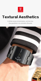 Montre d'affaires rectangulaire pour homme en acier inoxydable à quartz