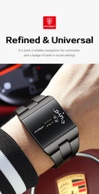 Montre d'affaires rectangulaire pour homme en acier inoxydable à quartz