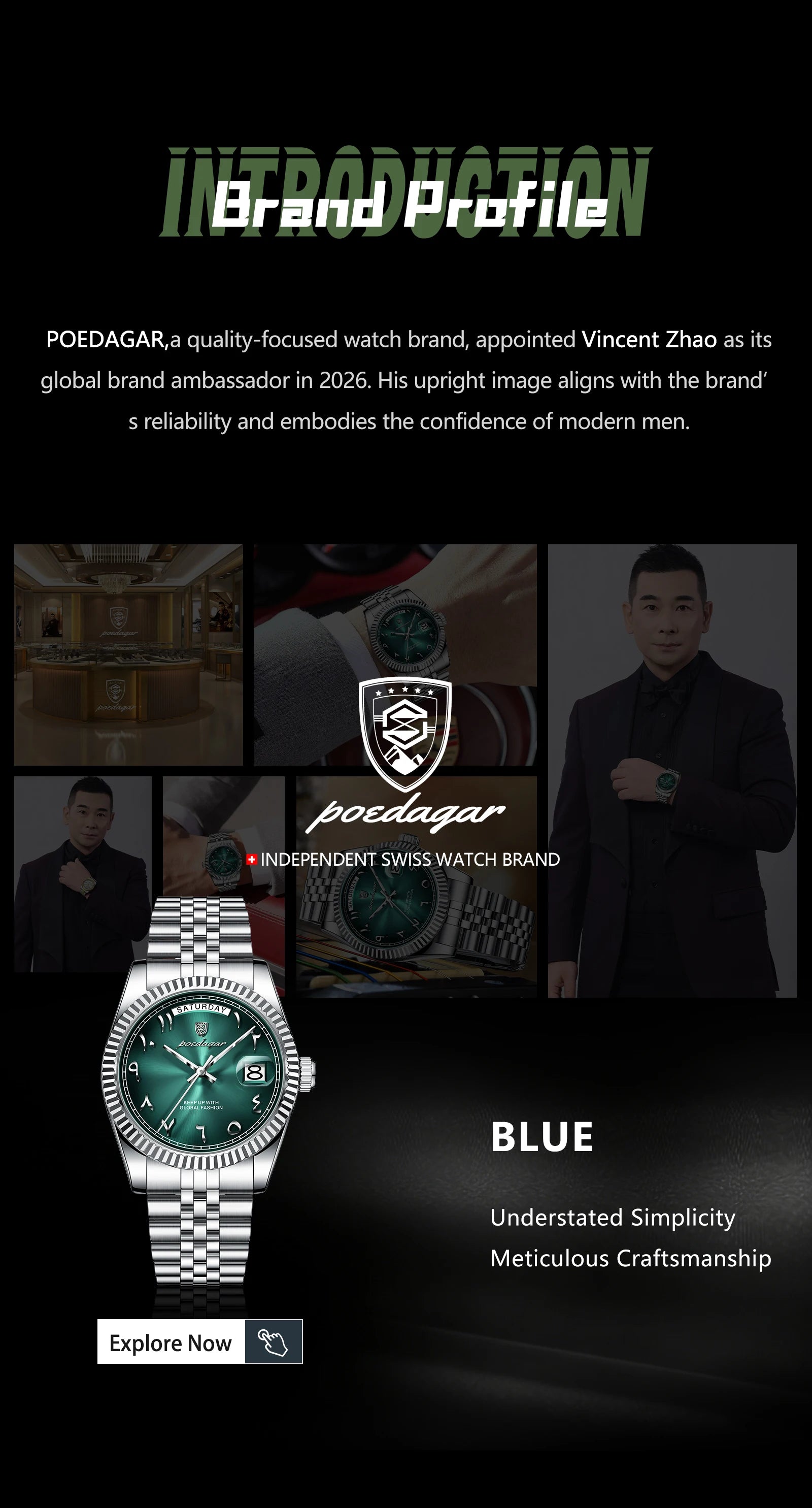 POEDAGAR Original Trendy Male Clock Waterproof Date Week Fashion Men's Watch Stainless Steel Luxury Quartz Watches For Men Reloj
