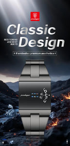 Montre d'affaires rectangulaire pour homme en acier inoxydable à quartz