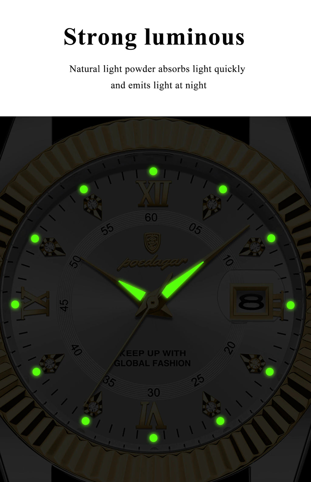 POEDAGAR Trendy Business Men Watch Waterproof Stainless Steel Luminous Original Classic Man Watches Date Quartz Men's Wristwatch