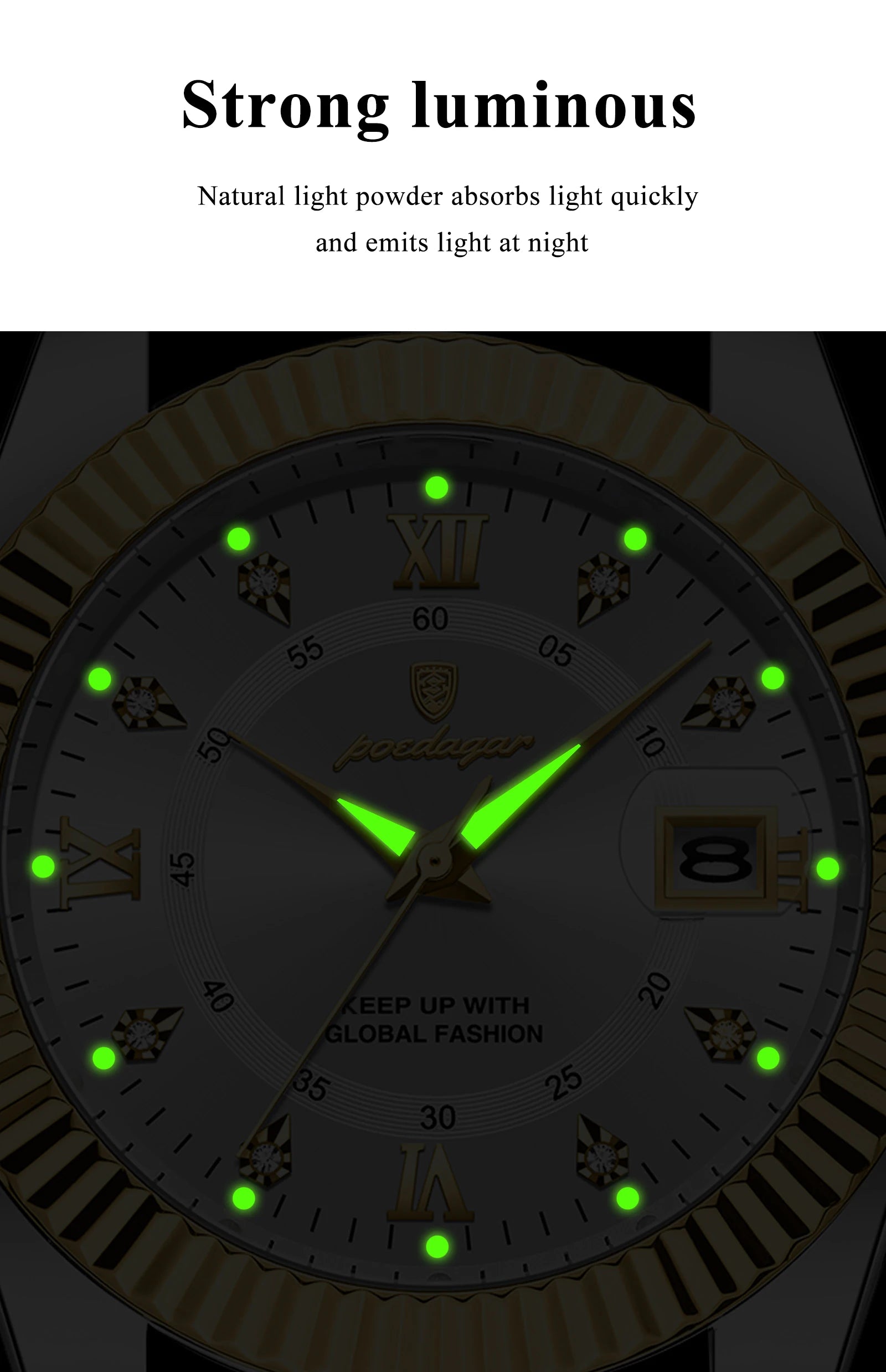 POEDAGAR Trendy Business Men Watch Waterproof Stainless Steel Luminous Original Classic Man Watches Date Quartz Men's Wristwatch