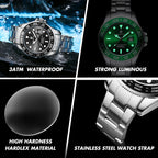 Montre Sport en Acier Inoxydable pour Homme, Quartz, Date, Jour de la Semaine
