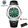 PAAZOMU Business Men Square Watch Rose Gold Leather Quartz Watch Date Display Luxury Formal Men's Waterproof Watch +Box Reloj