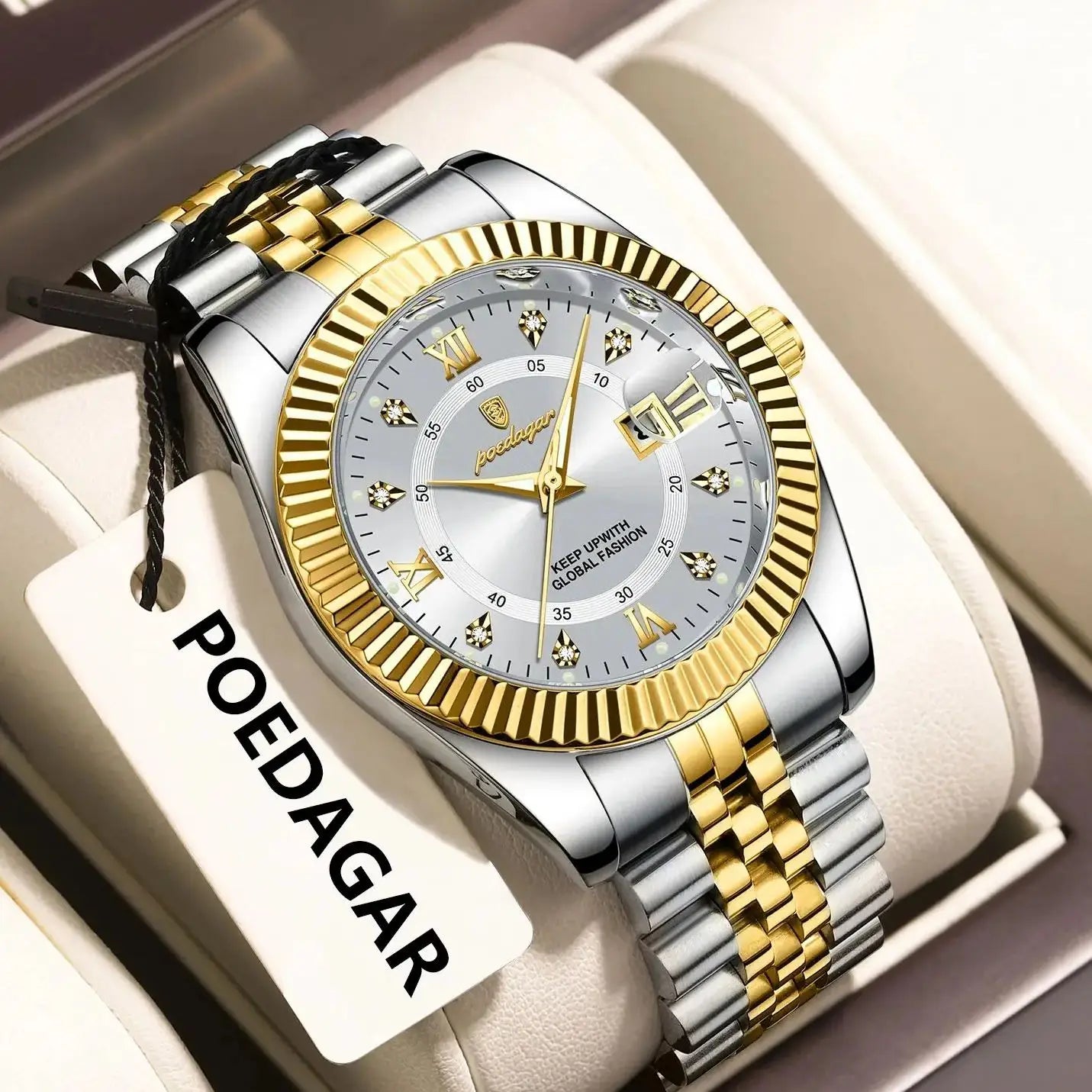 POEDAGAR Trendy Business Men Watch Waterproof Stainless Steel Luminous Original Classic Man Watches Date Quartz Men's Wristwatch