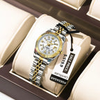 Montre habillée en acier inoxydable pour femme – Date et aiguilles luminescentes