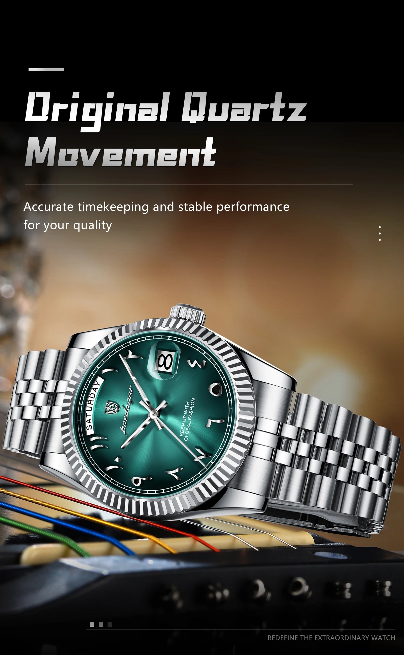 POEDAGAR Original Trendy Male Clock Waterproof Date Week Fashion Men's Watch Stainless Steel Luxury Quartz Watches For Men Reloj