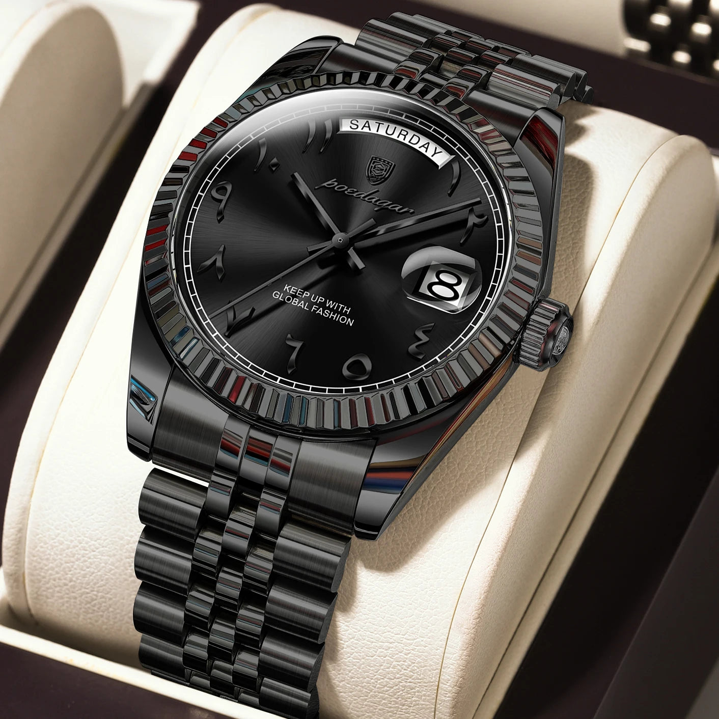 Montre à Quartz Homme en Acier Inoxydable – Étanche & Date