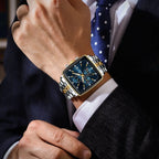 Montre Chronographe Carrée Lumineuse pour Homme en Acier Inoxydable