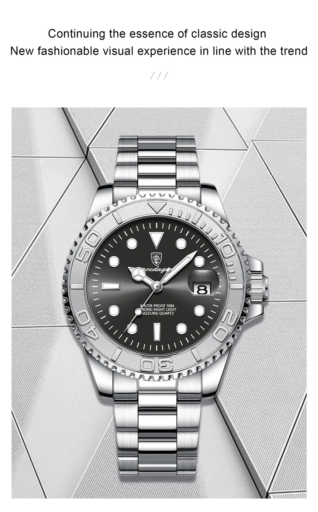 POEDAGAR Top Luxury Male Watch Waterproof Luminous Date Men Watch Stainless Steel Male Clock Sport Fashion Men's Quartz Watches
