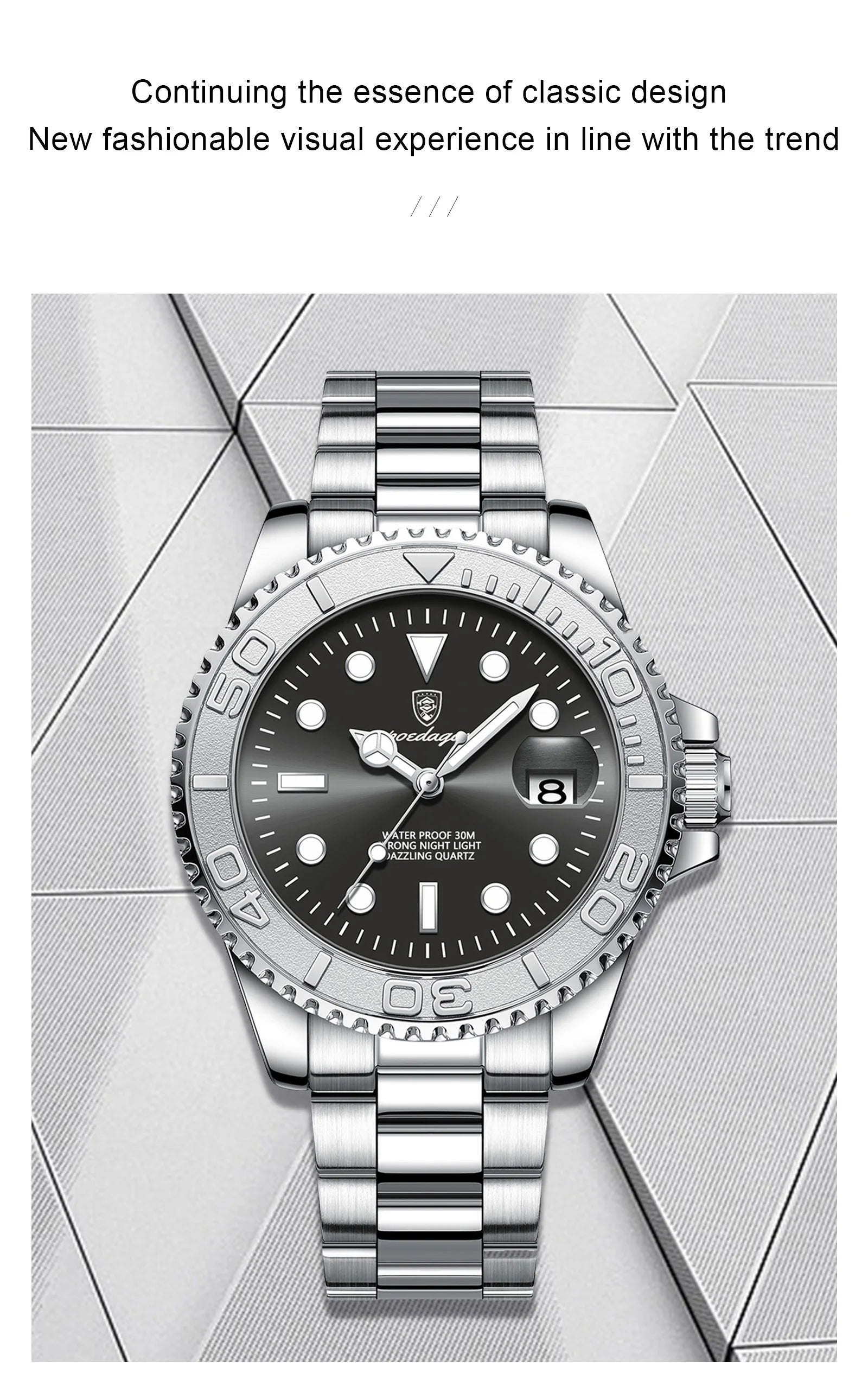 POEDAGAR Top Luxury Male Watch Waterproof Luminous Date Men Watch Stainless Steel Male Clock Sport Fashion Men's Quartz Watches