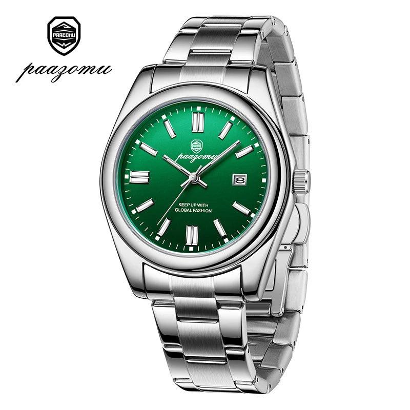 Montre mécanique en acier inoxydable pour homme avec calendrier