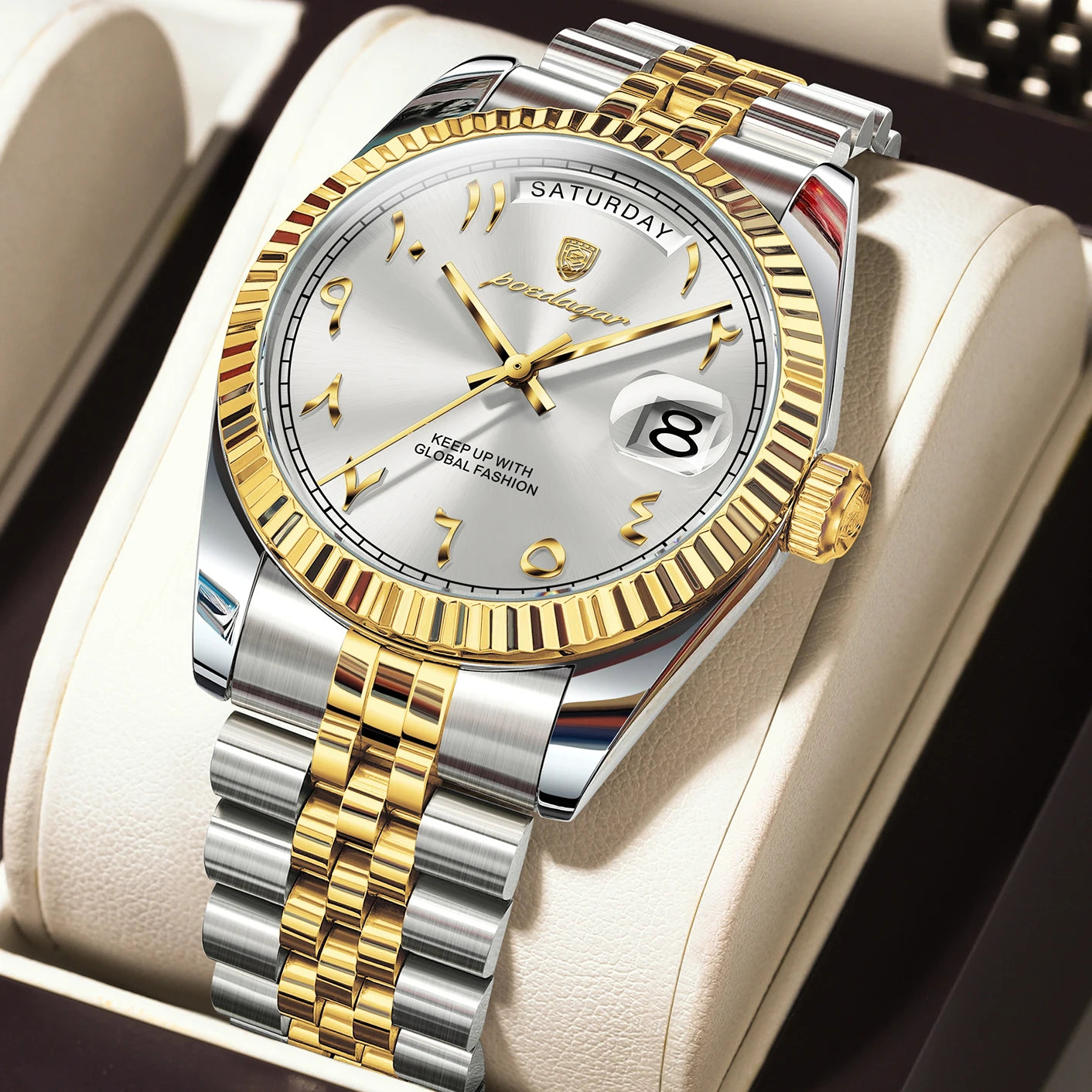 Montre à Quartz Homme en Acier Inoxydable – Étanche & Date