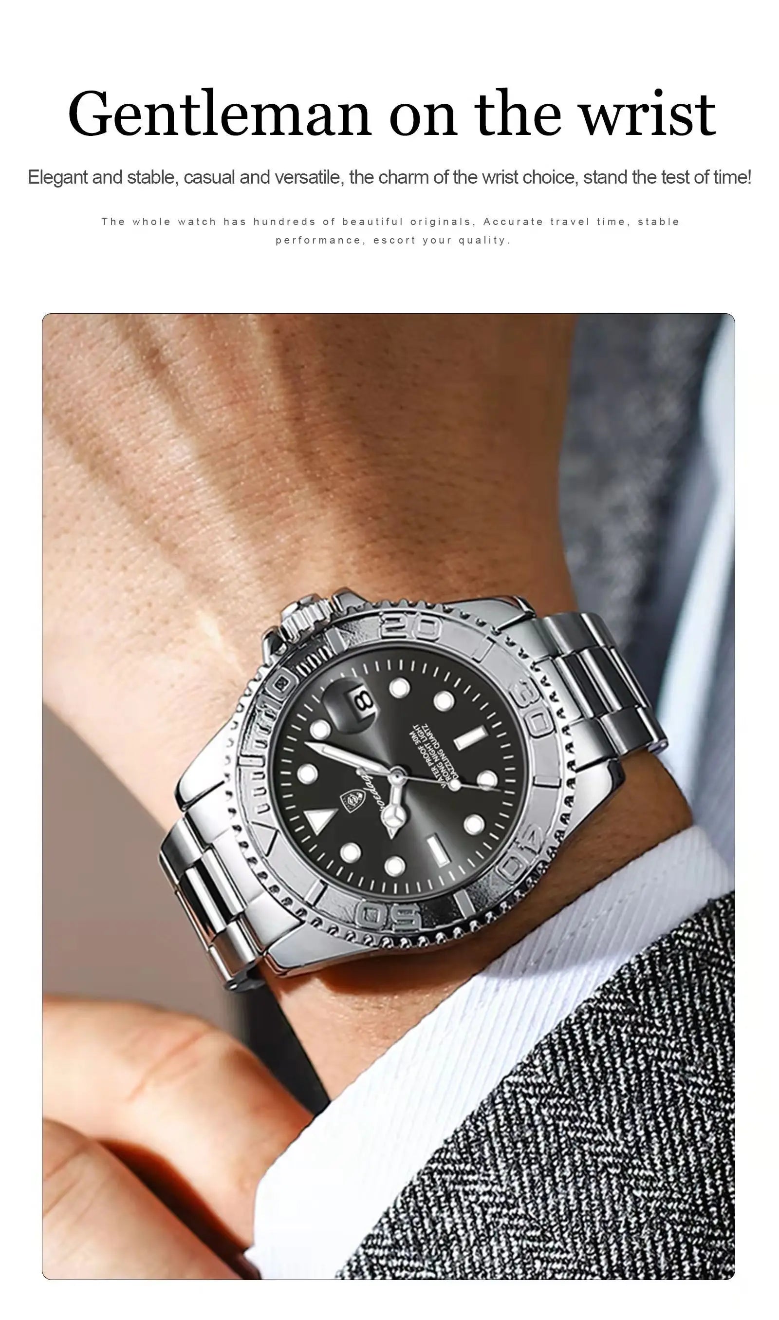 POEDAGAR Top Luxury Male Watch Waterproof Luminous Date Men Watch Stainless Steel Male Clock Sport Fashion Men's Quartz Watches