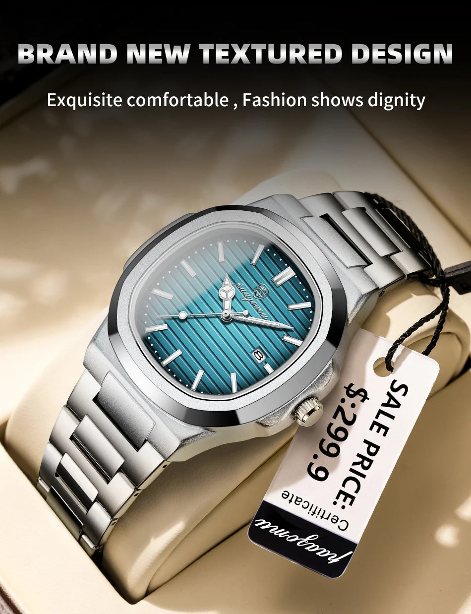 PAAZOMU Trend Men's Watches Classic Fashion Original Quartz Watch for Man Square Dial Waterproof Luminous Date Wristwatch Reloj