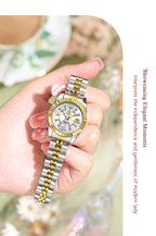 Montre habillée en acier inoxydable pour femme – Date et aiguilles luminescentes