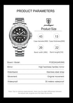 Montre à Quartz pour Homme en Acier Inoxydable – Lumineuse et Étanche à 3 ATM