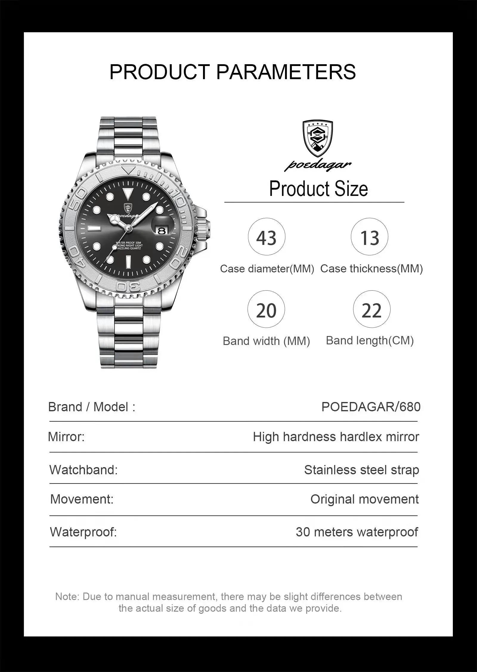 POEDAGAR Top Luxury Male Watch Waterproof Luminous Date Men Watch Stainless Steel Male Clock Sport Fashion Men's Quartz Watches