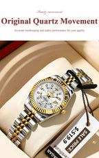 Montre habillée en acier inoxydable pour femme – Date et aiguilles luminescentes