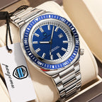Montre homme à quartz de plongée, bracelet acier inoxydable