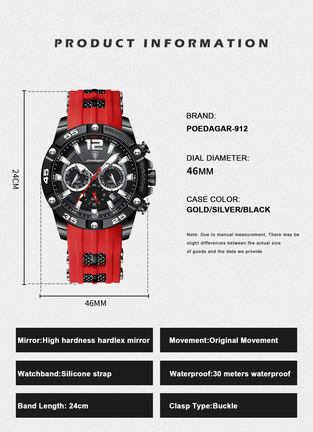 POEDAGAR Original Fashion Men's Watches Waterproof Luminous Chronograph Date Sports Man Wristwatch High Quality Quartz Men Watch