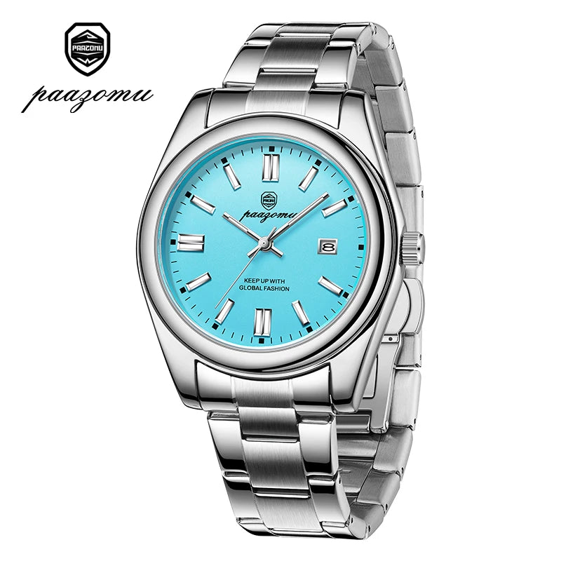 Montre mécanique en acier inoxydable pour homme avec calendrier