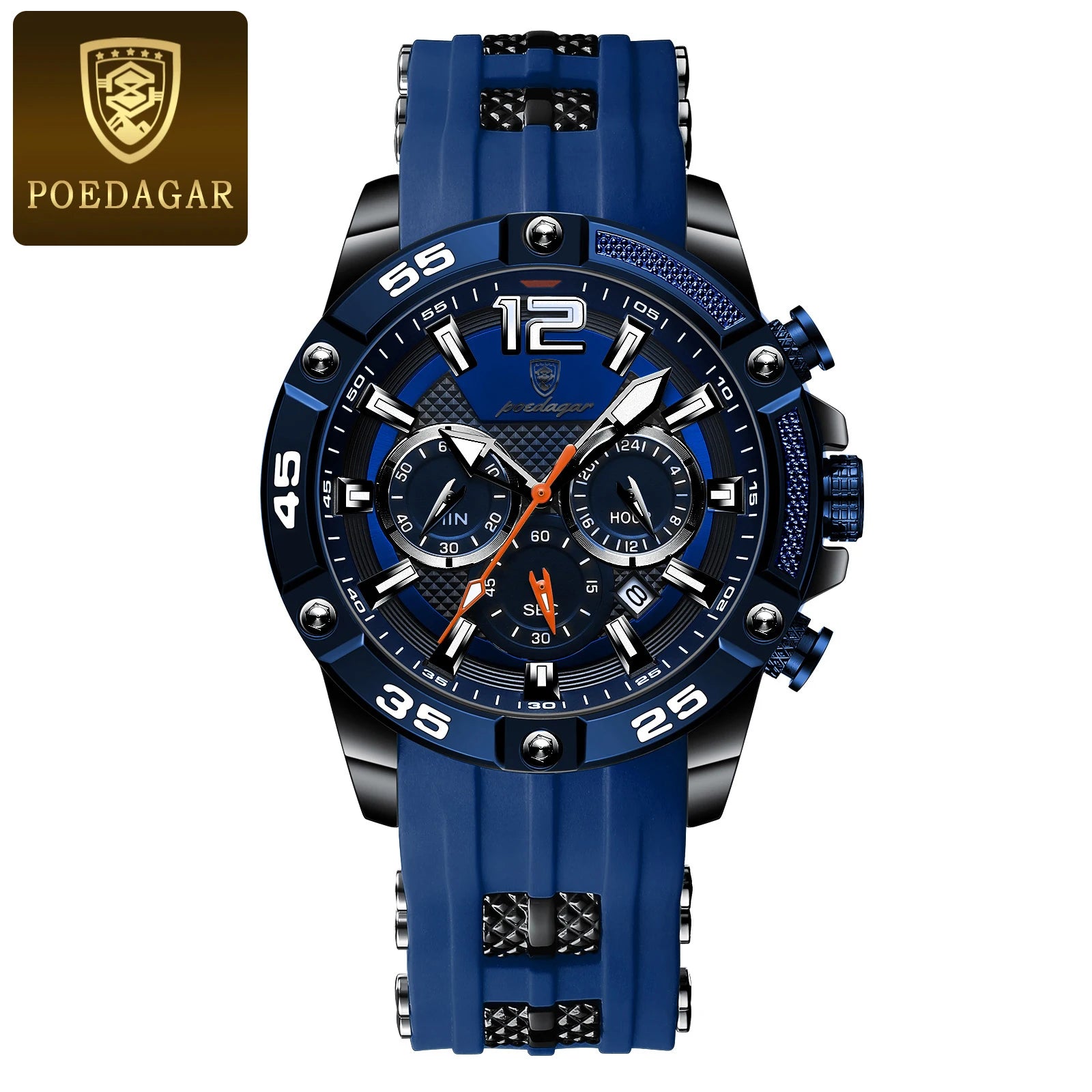 Montre Chronographe Sport Homme Quartz, Lumineuse, 3 Bar