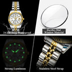 Montre habillée en acier inoxydable pour femme – Date et aiguilles luminescentes