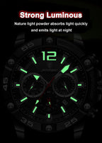 Montre Chronographe Sport Homme Quartz, Lumineuse, 3 Bar
