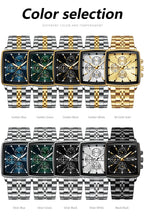 Montre Chronographe Carrée Lumineuse pour Homme en Acier Inoxydable