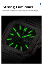 Montre carrée en acier inoxydable pour homme – Lumineuse et étanche