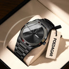 Montre militaire en acier inoxydable pour homme avec affichage du jour de la semaine