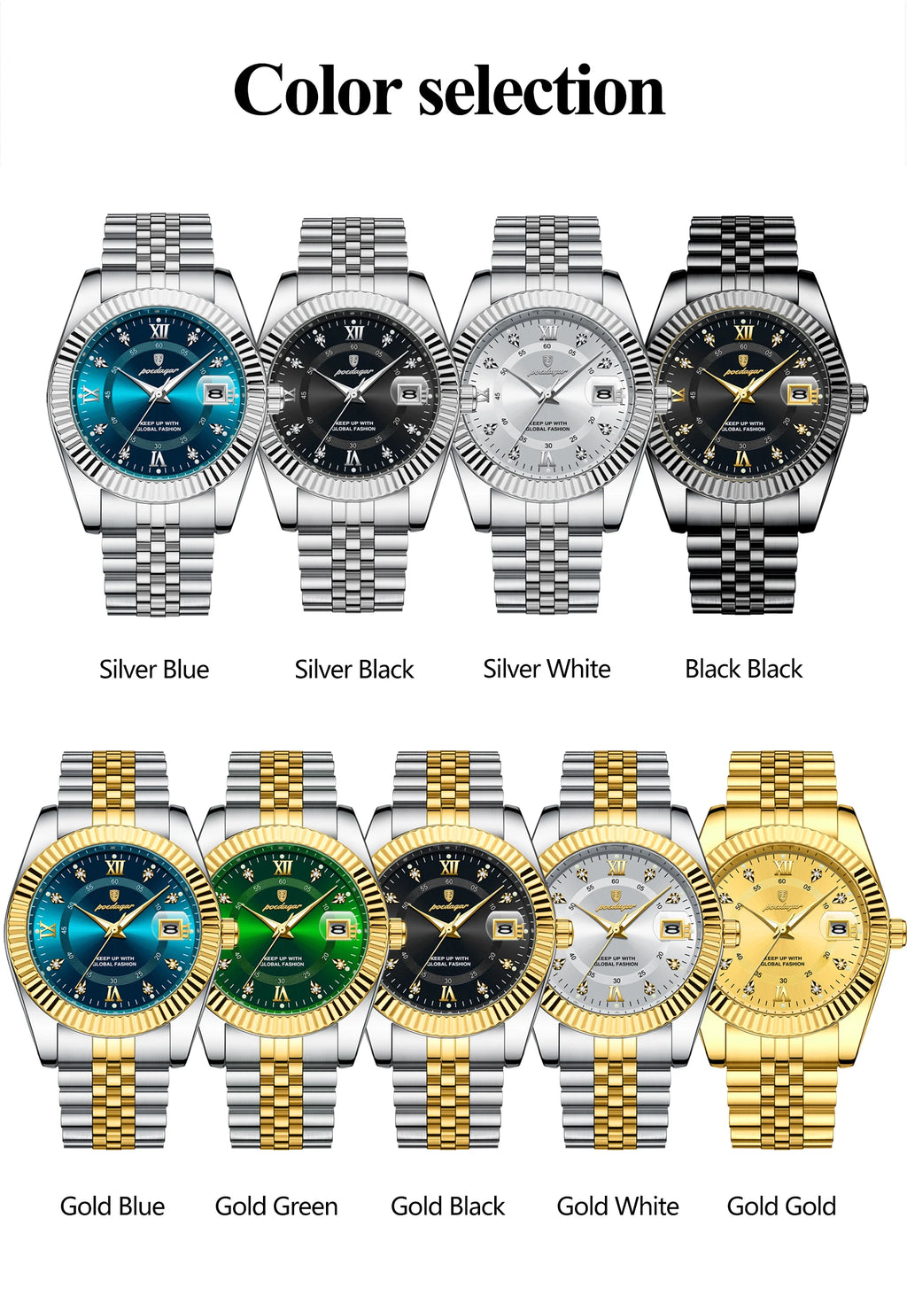 POEDAGAR Trendy Business Men Watch Waterproof Stainless Steel Luminous Original Classic Man Watches Date Quartz Men's Wristwatch