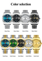 Montre homme à quartz en acier inoxydable avec affichage de la date